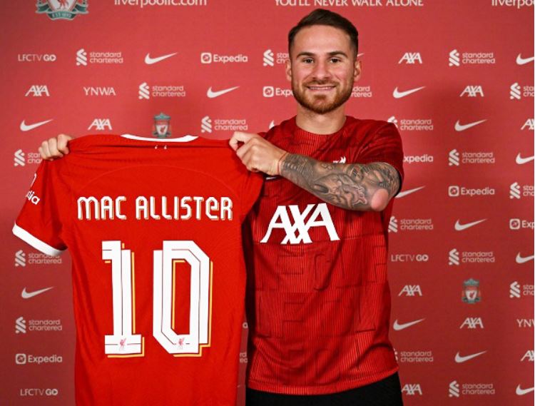 Mac Allister sở hữu chiếc áo số 10 tại Liverpool